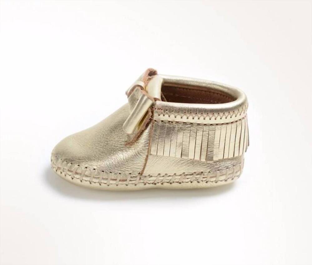 NEW MINNETONKA girl's rosie metallic leather bootie in gold